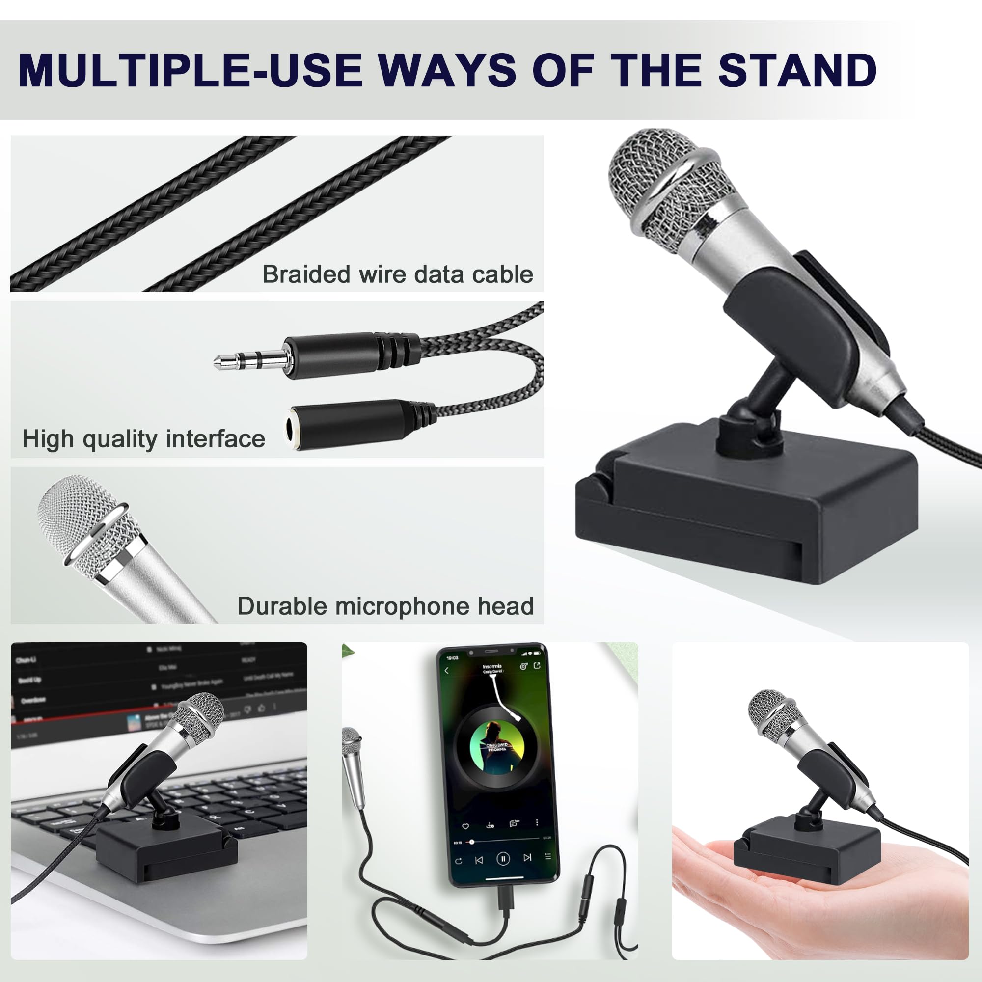 RICHUPON USB C Mini Microphone Karaoke, Portable ASMR Microphone for Android Phone/iPhone 15/Laptop/Mac, Wired Mic for Voice Rec